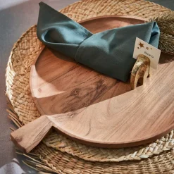 New CASA ACACIA CHIC Assiette Avec Manche Naturel