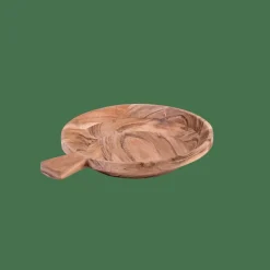 New CASA ACACIA CHIC Assiette Creuse Avec Manche Naturel
