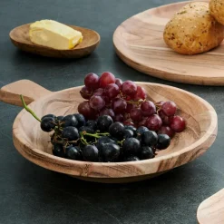 New CASA ACACIA CHIC Assiette Creuse Avec Manche Naturel