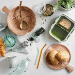New CASA ACACIA CHIC Assiette Creuse Avec Manche Naturel