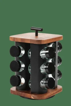 Sale CASA ACACIA LUX Carrousel à épices 12 Pots Pivotant 360° Noir, Naturel