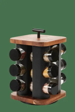 Sale CASA ACACIA LUX Carrousel à épices 12 Pots Pivotant 360° Noir, Naturel