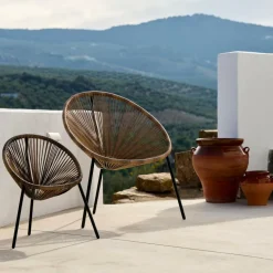 Discount CASA ACAPULCO Chaise Lounge Noir, Naturel
