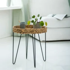 Hot CASA AKELA Table D'appoint Noir, Naturel