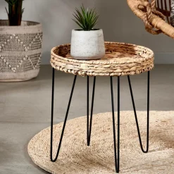 Hot CASA AKELA Table D'appoint Noir, Naturel