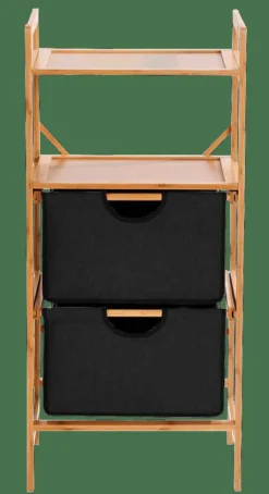 Outlet CASA BAMBOO Armoire à 2 Tiroirs Noir, Naturel