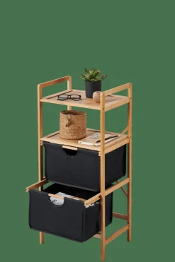 Outlet CASA BAMBOO Armoire à 2 Tiroirs Noir, Naturel