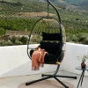 New CASA BAZAI Chaise Suspendue Avec Support Noir