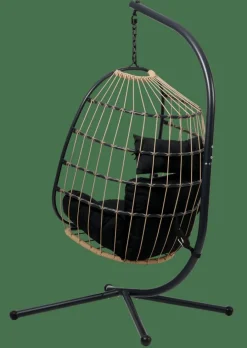 New CASA BAZAI Chaise Suspendue Avec Support Noir
