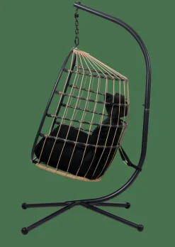 New CASA BAZAI Chaise Suspendue Avec Support Noir