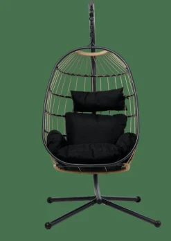 New CASA BAZAI Chaise Suspendue Avec Support Noir