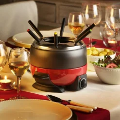 Discount CASA DINNER Set à Fondue 6 Fourchettes Noir, Rouge