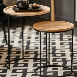 Sale CASA GOM Tables D'appoint Set De 2 Noir, Naturel
