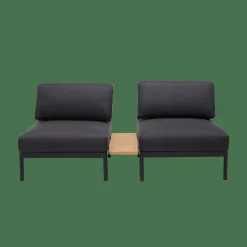 New CASA HANNA Lounge Teck Table D'appoint Noir, Naturel