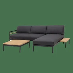 New CASA HANNA Lounge Teck Table D'appoint Noir, Naturel