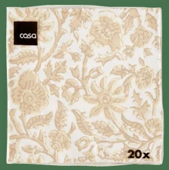 Sale CASA HENNA FLOWER Set De 20 Serviettes Rouge, Beige