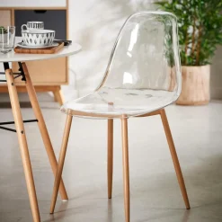 Clearance CASA ICE Chaise Salle à Manger Transparent, Naturel