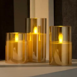 New CASA ION Bougies LED Set De 3 Ambre