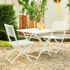 Hot CASA JESSE Ensemble Bistrot Rectangulaire Blanc