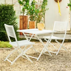 Hot CASA JESSE Ensemble Bistrot Rectangulaire Blanc
