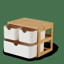 Sale CASA KONDO Organisateur 3 Tiroirs Blanc, Naturel