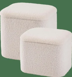 Outlet CASA LIAM Pouf Avec Rangement Blanc