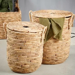 New CASA MILEY Panier à Linge Avec Couvercle Et Poignées Naturel