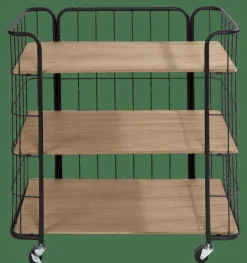 Outlet CASA OSLO Étagère Trolley 3 Tablettes Noir, Naturel