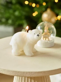 Sale CASA POLA Bougie Ours Blanc Blanc
