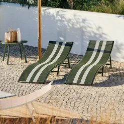 Online CASA SILVES Chaise Longue Set De 2 Kaki Ray