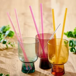Clearance CASA SLURP Paille Réutilisable Set De 6 Mélange De 3 Couleurs Orange, Mauve, Rose