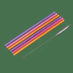 Clearance CASA SLURP Paille Réutilisable Set De 6 Mélange De 3 Couleurs Orange, Mauve, Rose