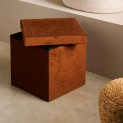 Hot CASA STOR Pouf Pliable Avec Rangement Caramel