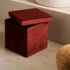 Best CASA STOR Pouf Pliable Avec Rangement Bordeaux
