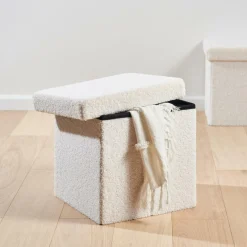 Best CASA STOR Pouf Pliable Avec Rangement Blanc
