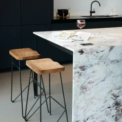 Best CASA TEAK Tabouret De Bar Noir, Naturel
