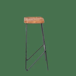 Best CASA TEAK Tabouret De Bar Noir, Naturel