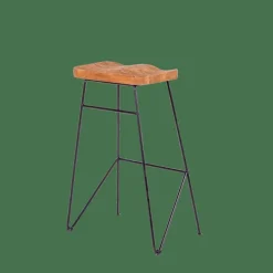 Best CASA TEAK Tabouret De Bar Noir, Naturel