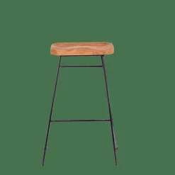 Best CASA TEAK Tabouret De Bar Noir, Naturel