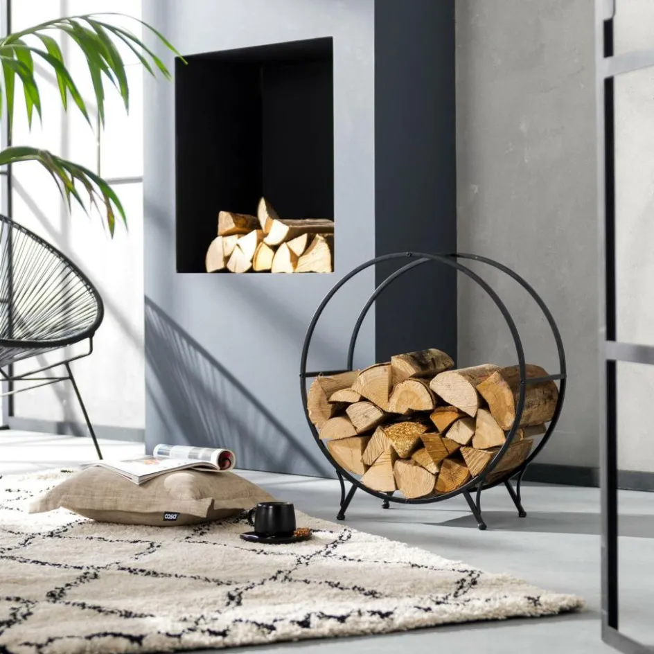 Sale CASA WHEEL Étagère Pour Bois Noir