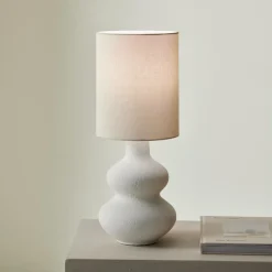 Clearance CASA WHITESTONE Lampe De Table Avec Abat-jour E27 Blanc Cassé
