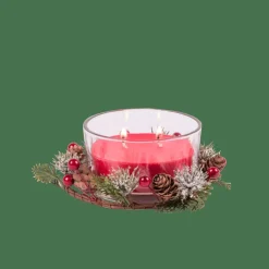 Outlet CASA XMAS Bougie Avec Déco Rouge