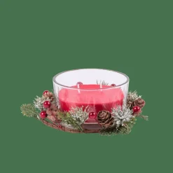 Outlet CASA XMAS Bougie Avec Déco Rouge