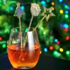 Best CASA X-MAS Bâtonnets à Cocktail Set De 12 Mélange De 3 Formes Doré, Transparent