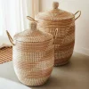 New CASA YASMINE Panier De Luxe Avec Couvercle Blanc, Naturel