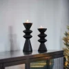Best CASA ZIGZAG Support Bougie Chauffe-plat Noir